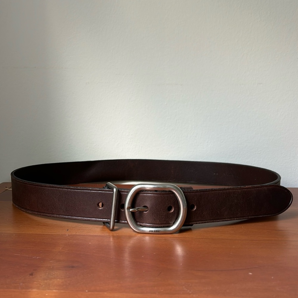 PRADA BROWN DOUBLE BUCKLE BELT